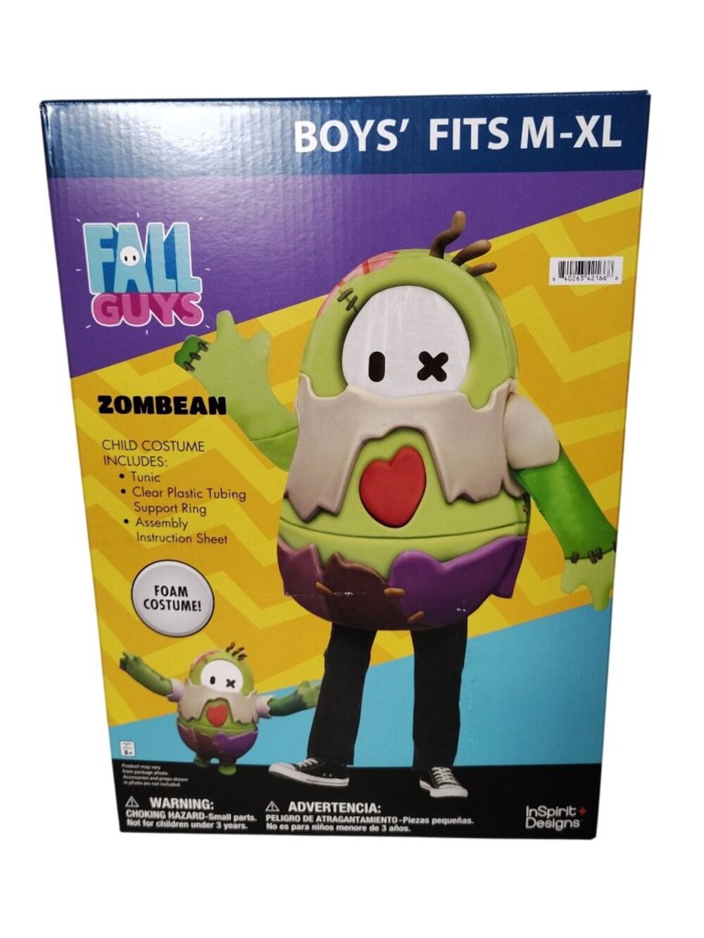 Fall Guys Zombean Boys Foam Costume M-XL Includes Tunic Tubing Ring & Instructio